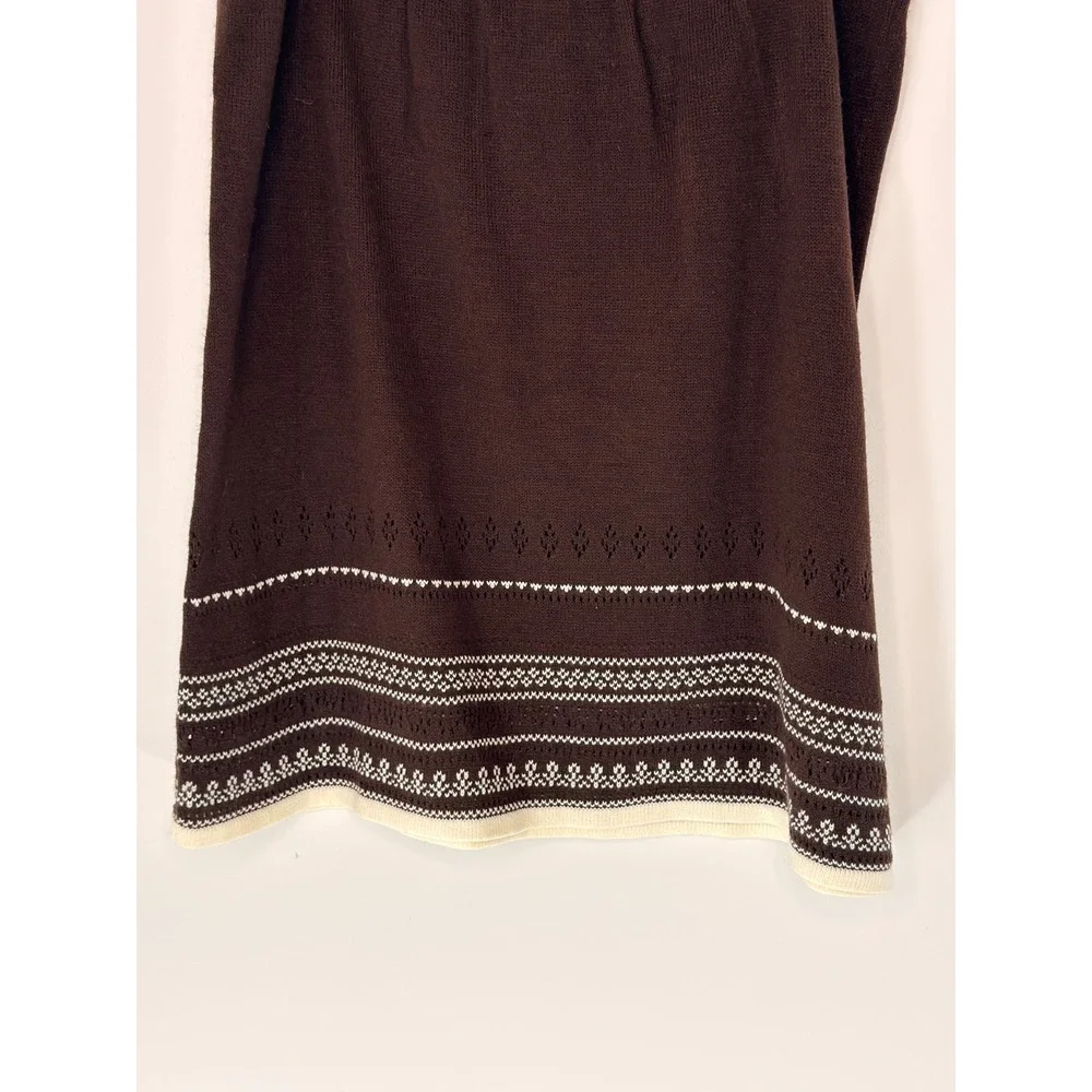 Women's Knit Sweater Skirt Brown White Plus Nordic Stretchy‎ Pull On Cozy 1X